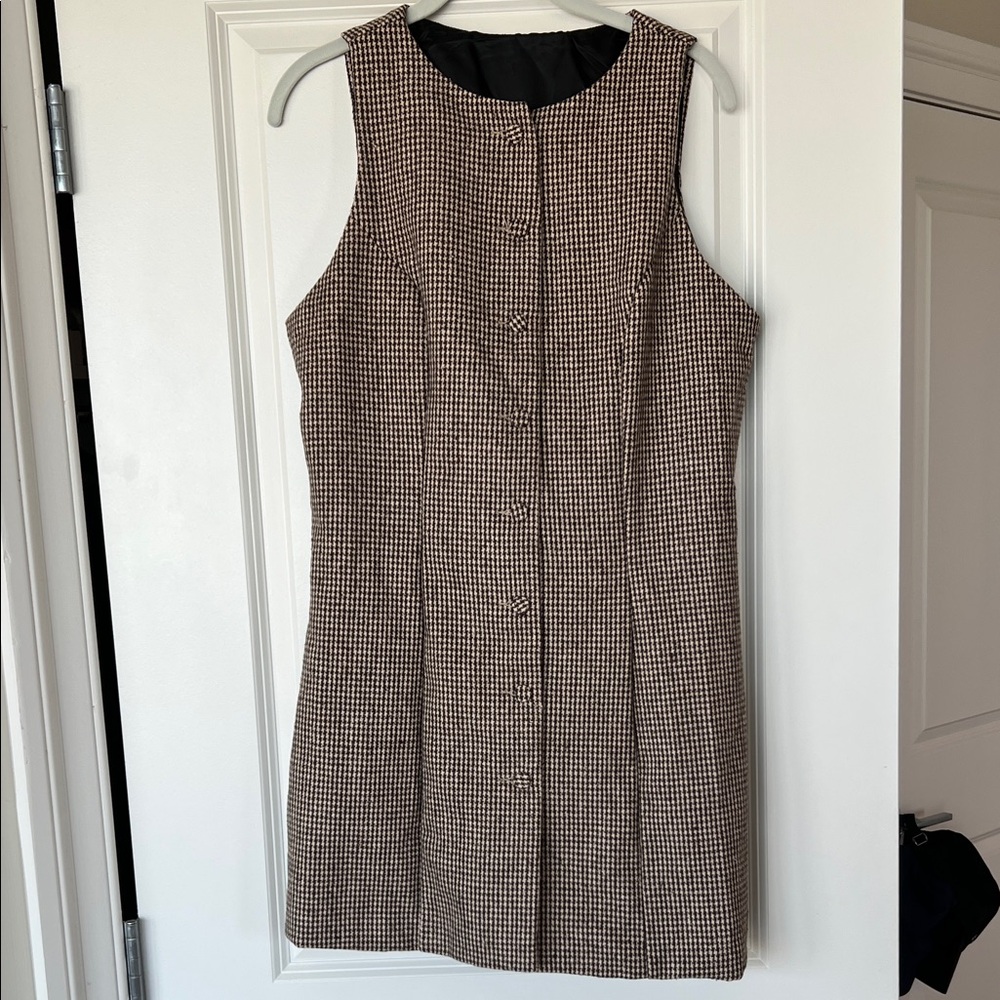 Elegant Houndstooth Sleeveless Dress